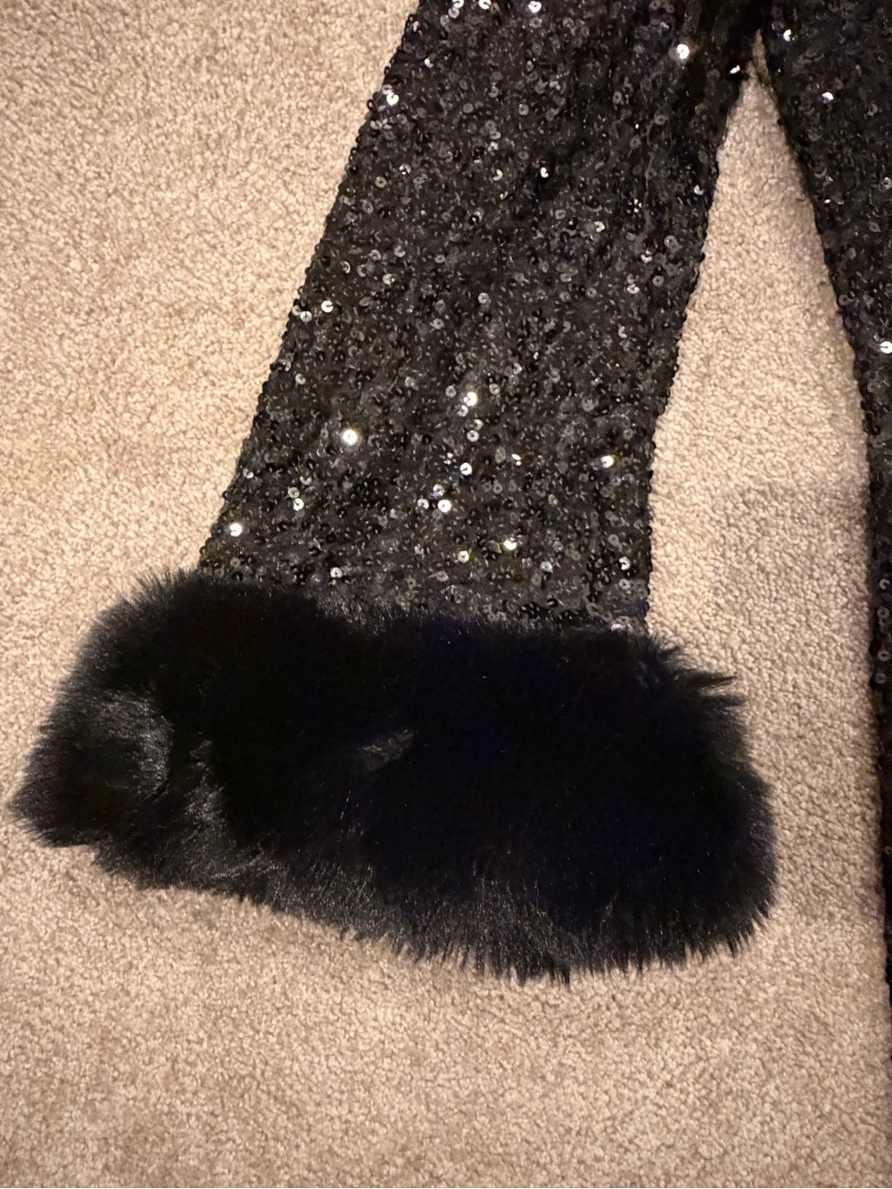 Hutch Anthropologie Black Sequin Faux Fur Cuff Mini Dress 1X Long Sleeve - Picture 4 of 11